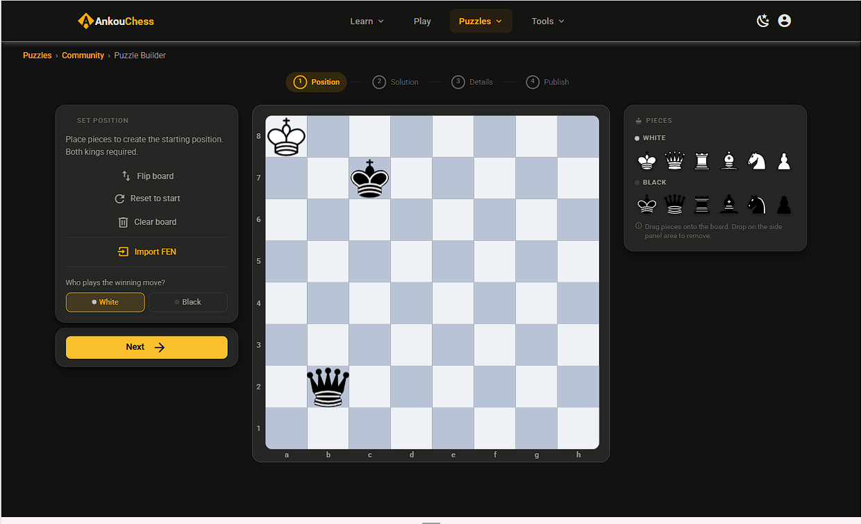 Puzzle creator — build and share chess puzzles with the community